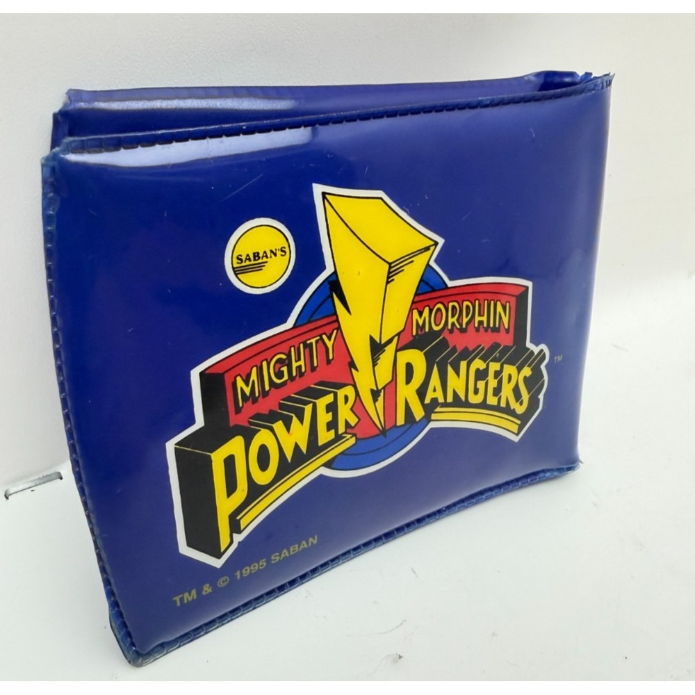 Vintage 1995 Mighty Morphin Power Rangers Blue Vinyl Bifold Wallet Saban - Picture 6 of 12